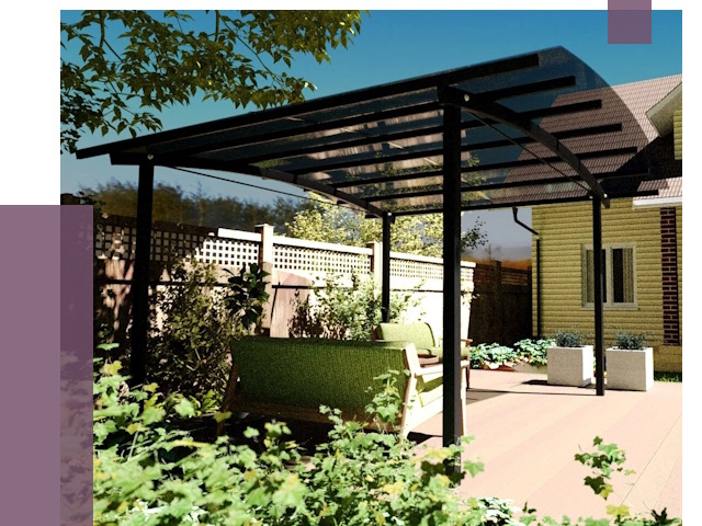 Навесы для террасы в Калуге от 12895 руб. под ключ | ПРОЛЁТ-Клг