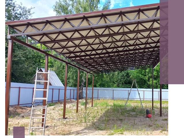 Односкатные навесы под ключ в Калуге — изготовление и монтаж