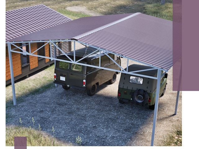 Двускатные навесы под ключ в Калуге — изготовление и монтаж